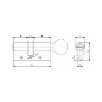Цилиндровый механизм с вертушкой KALE KILIT 164 DBM-E/70 (30+10+30) мм, латунь, 5 кл. 26553