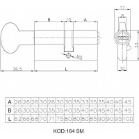 Цилиндровый механизм с вертушкой KALE KILIT 164 SM/80 (30+10+40) мм, никель, 5 кл. 25571