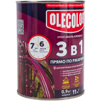 Грунт-эмаль по ржавчине OLECOLOR шоколадный, 0.9 кг 4300005936
