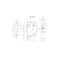 Врезная защелка KALE KILIT 251 WC, 44 мм, латунь 1096