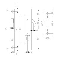 Врезной узкопрофильный цилиндровый замок KALE KILIT 201 (20 мм), никель, 3 ключа 1093