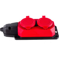 2-местная колодка AY-KA открытой установки каучук с заземлением 16A IP44 красная 5520001