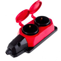 2-местная колодка AY-KA открытой установки каучук с заземлением 16A IP44 красная 5520001