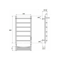 Электрический полотенцесушитель Point Афина П5 500x800 с полкой, диммер справа, белый PN04858PW