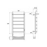 Электрический полотенцесушитель Point Афина П5 500x800 с полкой, диммер справа, черный PN04858PB