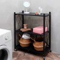 Металлический стеллаж ГЕЛЕОС 3 полки складной Атлант-3, размер 760x400x890 мм, черный АСТ-31