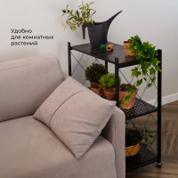 Металлический стеллаж ГЕЛЕОС 3 полки складной Атлант-3, размер 760x400x890 мм, черный АСТ-31