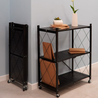 Металлический стеллаж ГЕЛЕОС 3 полки складной Атлант-3, размер 760x400x890 мм, черный АСТ-31