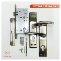 Врезной замок VETTORE 7255-4 SN в комплекте с ручкой, сатин 20281