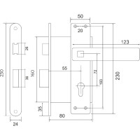Врезной замок VETTORE 7255-4 SN в комплекте с ручкой, сатин 20281