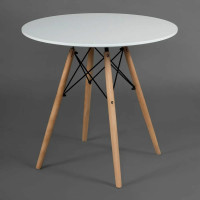 Стол Tetchair CINDY NEXT mod.80-MDF металл, мдф, бук, D80x75 см, белый/натуральный 13067