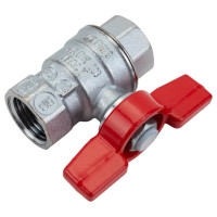 Шаровой кран Giacomini R851, 1/2, ВВ, ручка-бабочка красная, хромированный R851X023