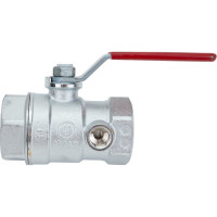 Шаровой кран Giacomini, R250DS, 1", ВВ, ручка-рычаг красный, хромированный, со сливом R250SX005