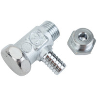 Шаровой кран Giacomini, R250DS, 1", ВВ, ручка-рычаг красный, хромированный, со сливом R250SX005