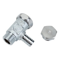 Шаровой кран Giacomini, R250DS, 1", ВВ, ручка-рычаг красный, хромированный, со сливом R250SX005