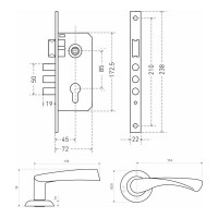 Врезной замок с ручками Аллюр АРТ ЗВ4-85А.1380 ОСКАР SN матовый никель 12252