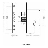 Врезной замок Аллюр 189-4A CP без ручек 1091