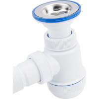 Сифон VIRPLAST МИНИ Элит 1.1/2 х40/50 с литым выпуском, нерж.чашкой 70мм и гибкой трубой 100311 30980676