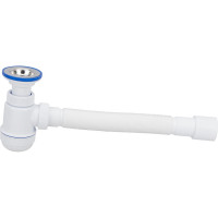 Сифон VIRPLAST МИНИ Элит 1.1/2 х40/50 с литым выпуском, нерж.чашкой 70мм и гибкой трубой 100311 30980676