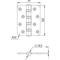 Универсальная петля Fuaro IN4400U-R10 INOX 4BB-R10 нерж. Сталь, 102x76x3, 2 шт. 44603