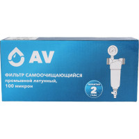 Магистральный фильтр AV Engineering самопромывной, 1/2", 100 мкм с манометром AVE115701