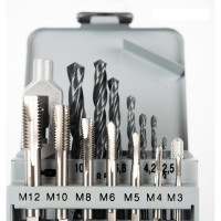 Набор машинно-ручных метчиков GSR DIN 352 B M3-M12 + сверла 17 предметов 00708040