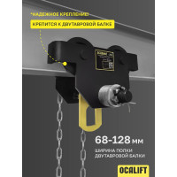 Каретка ручная OCALIFT DOPA 1т 6м тип GCL тележка на двутавр с ручным приводом dr10006