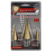 Набор сверл ступенчатых G1 3 шт, 4-12 мм, 4-20 мм, 4-32 мм Strong СTМ-52900003