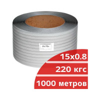 Лента полипропиленовая Кордленд 15x0,8x1км (210кгс) серый, М/ПА PP-00720