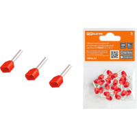 Штыревой втулочный изолированный наконечник TDM ELECTRIC НШвИ (2) 1,5x12, двойной, 20 штук SQ0568-0052