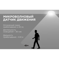 Светодиодный герметичный светильник Apeyron с микроволновым датчиком движения 12Вт, 970Лм, 4000К, IP65, круг, матовый белый 28-13