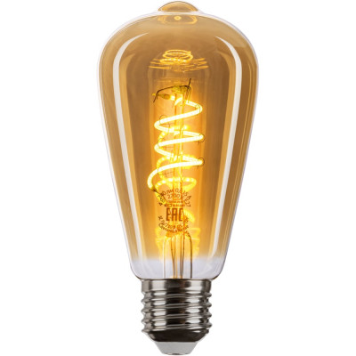 Лампа светодиодная E27 «Винтаж» золотистая, конус, ST64 (со спиралью), 4 Вт, 230 В, 2700К TDM ELECTRIC SQ0340-0344