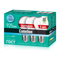 Светодиодная лампа Camelion LED11-A60-3/845/E27 11Вт 220В ПРОМО 3 шт. в упаковке 14711