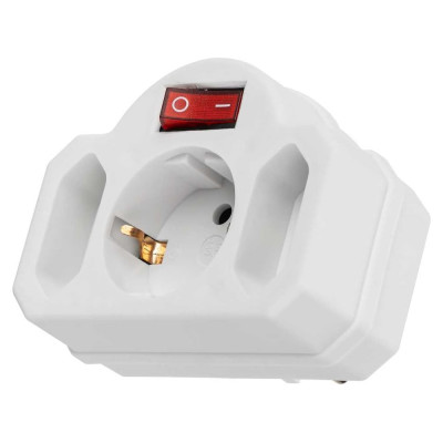 Блок на 3 гнезда с выключателем TDM ELECTRIC с индикацией: 1x2П+3 16А+2x2П 2,5А под плоскую вилку 250B белый SQ1806-0202