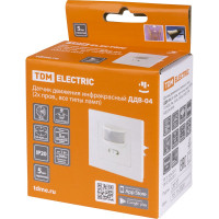 Датчик движения TDM ELECTRIC ДДВ-04 2х пров., все типы ламп 500Вт, 10-420с, 9м, 5+Лк, 160гр, IP20, SQ0324-0045