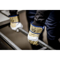 Комбинированные перчатки Nitras белые, из кожи КРС А класса, х/б подкладка, крага, р.10 1403 C-103