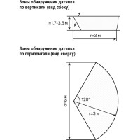 Датчик движения TDM ELECTRIC ДДСПт-01 60Вт, 10-300с, 6м, 3+Лк, 120сбоку+360сверху гр, IP20, SQ0324-0048