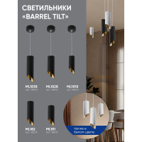 Потолочный светильник FERON ML1838 Barrel tilt на подвесе MR16 35W 230V, черный, золото 55x300 48045