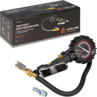 Пистолет для накачки шин с манометром Airline PRO 16АТМ, с клапаном сброса ATBU007