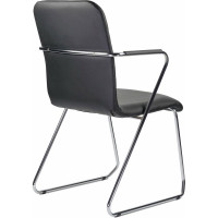 Кресло для приемных и переговорных BRABIX "Visit CF-101", хром, экокожа, черное, 532559