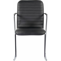 Кресло для приемных и переговорных BRABIX "Visit CF-101", хром, экокожа, черное, 532559