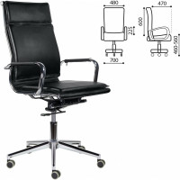 Офисное кресло BRABIX PREMIUM "Kayman EX-532", экокожа, хром, черное, 532543