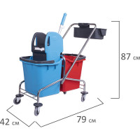 Уборочная тележка BRABIX 2 съемных ведра по 25 л, механический отжим, корзина Турция 607903