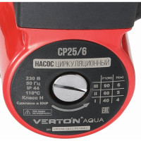 Циркуляционный насос VERTON AQUA CP25/6 (90-60-40Вт, Q max 40-30-20л/мин, H max 6-5-4,L 180мм, под.38мм) 01.13296.13314