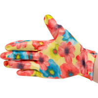 Садовые перчатки СПЕЦ Garden Flowers полиэстер, с прозрачным нитриловым покрытием, р. S/7 GF-PN-03S