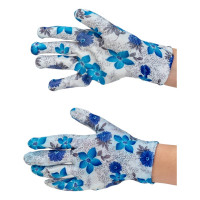 Садовые перчатки СПЕЦ Garden Flowers полиэстер, с прозрачным нитриловым покрытием, р. М/8 GF-PN-01M