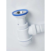 Сифон VIRPLAST "МИНИ Элит" 1.1/2 литой выпуск, нерж.чашка 63 мм и гофрой 40/50 L800мм арт.678 100313 30980678