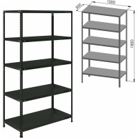 Металлический стеллаж BRABIX "ГРАФИТ MS KD-180/50-5", лофт, 1850x1000x500 мм, 5 полок 291270