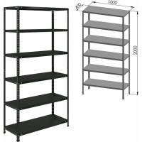 Металлический стеллаж BRABIX "ГРАФИТ MS KD-195/40-6", лофт, 2000x1000x400 мм, 6 полок 291272