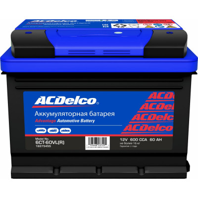 Аккумулятор ACDelco 6СТ-60-З-R обратная полярность 19375455